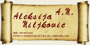 Aleksija Miljković vizit kartica